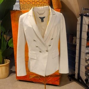 Women's White Double-Breasted Blazer